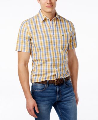 Lacoste - Men's Plaid Poplin Short-Sleeve Shirt