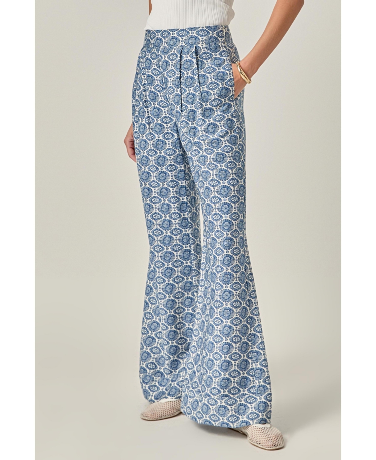 English Factory Women's Printed High-Waisted Pants