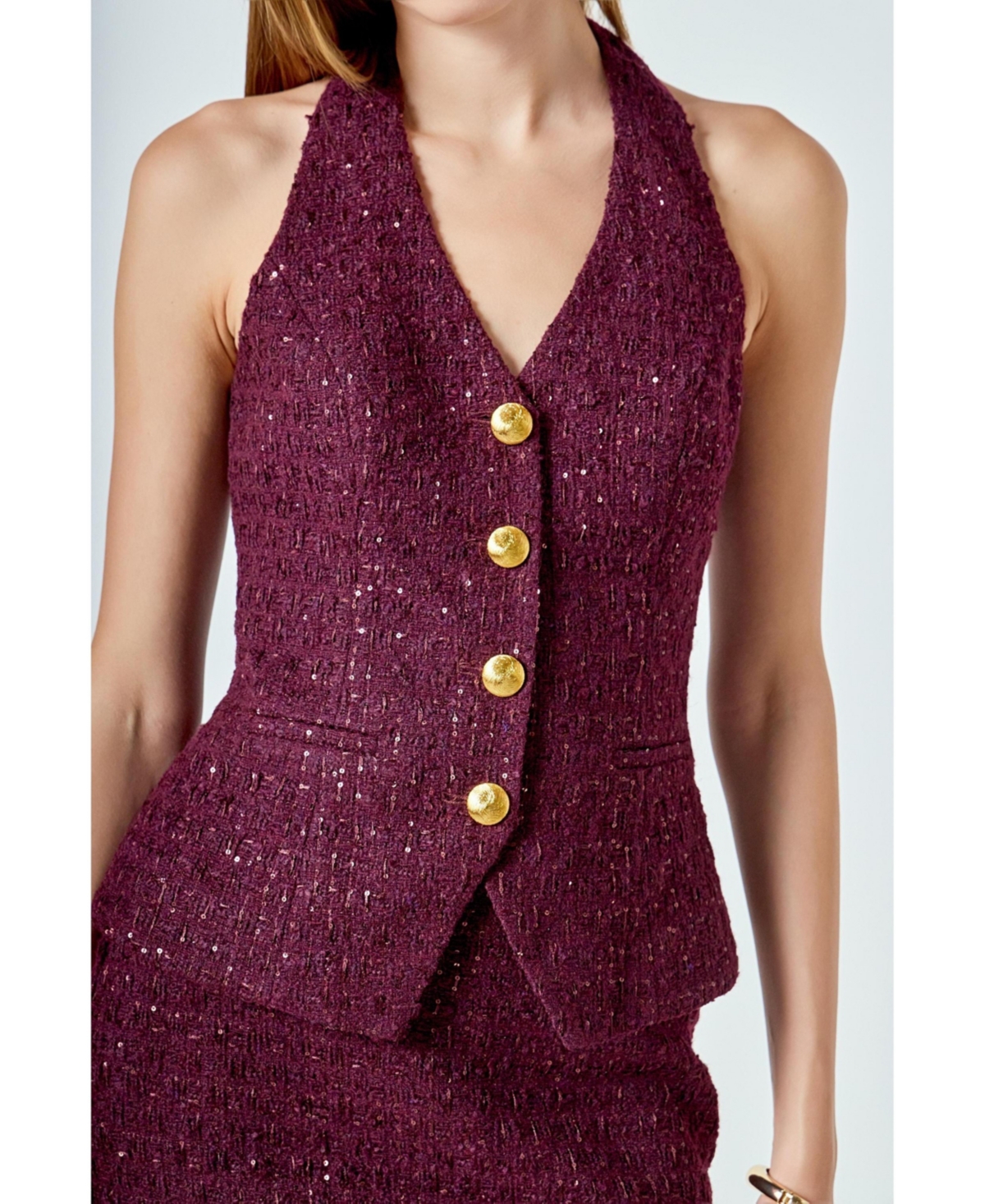endless rose Women's Tweed Halter Vest