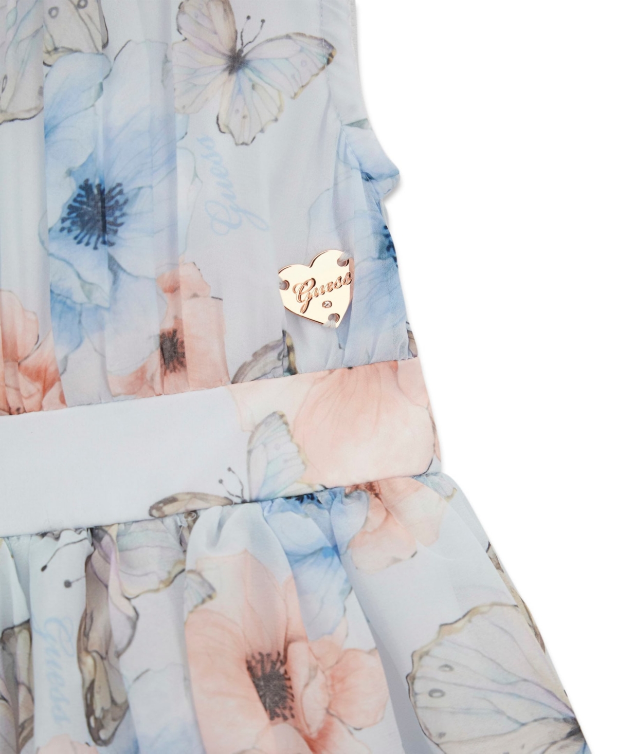 Guess Baby Girls Chiffon Sleeveless Dress with Matching Diaper Cover