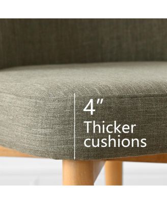 3-Piece Round Dining Table Set, 34.5'' MDF Wood Top with Metal Base and Upholstered Wood-Leg Chairs for Small Spaces-Maison Boucle