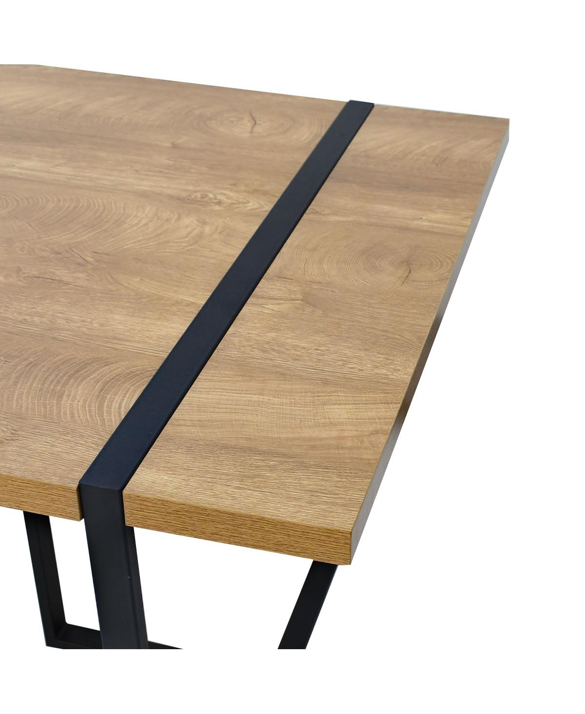 5-Piece Dining Table Set, 59'' Rectangular Mdf Wood Top with Metal Frame and Upholstered Chairs for Kitchen or Apartment-Maison Boucle