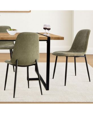 5-Piece Dining Table Set with 59'' MDF Table, Rectangular Wood-Look Top and Black Metal Legs with 4 Upholstered Chairs-Maison Boucle