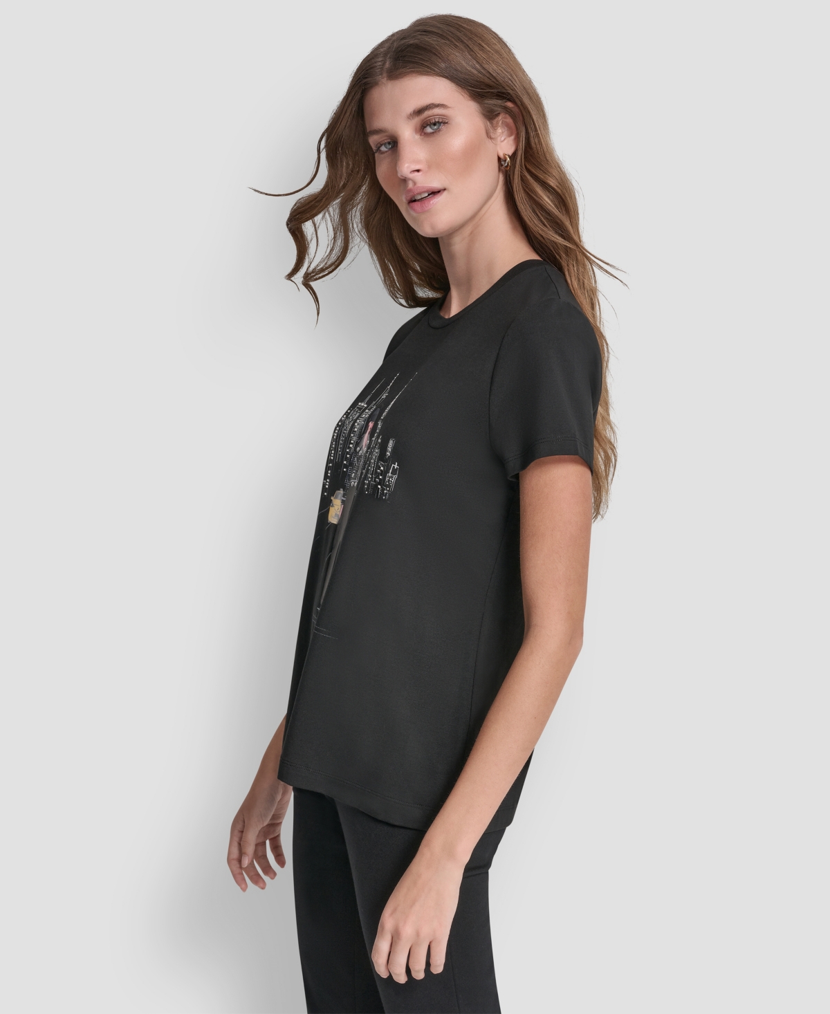 Dkny Women's Stud Moto Conversational Short-Sleeve Top