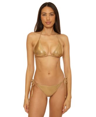 Women's Liquid Metal Triangle Bikini Top & Side-Tie Bottoms 