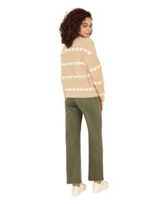 Women's Knitted Heart Stripes Sweater