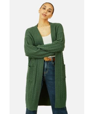 Women's Cable Knit Long Sleeve Long Cardigan