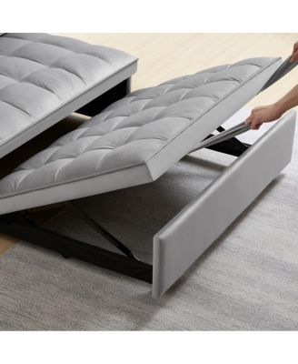 Modern Velvet Pull-Out Loveseat Sleeper, Tufted Convertible Sofa Bed with Removable Back Cushions for Small Apartments