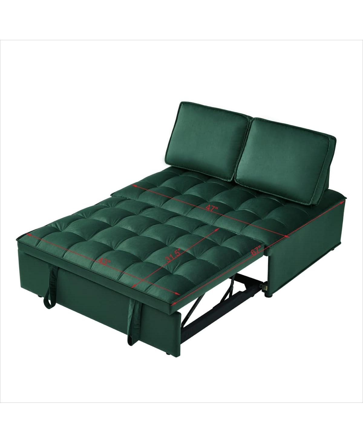 Maison Boucle Modern Velvet Pull-Out Loveseat Sleeper, Tufted Convertible Sofa Bed with Removable Back Cushions for Small Apartments