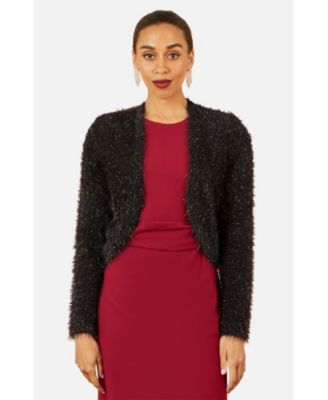 Women's Metallic Fluffy Eyelash Bolero