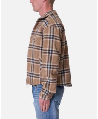 Men's Plaid Flannel Front Zip Jacket