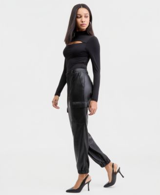 Women's Ly Faux-Leather Jogger Pants, Macy's Exclusive