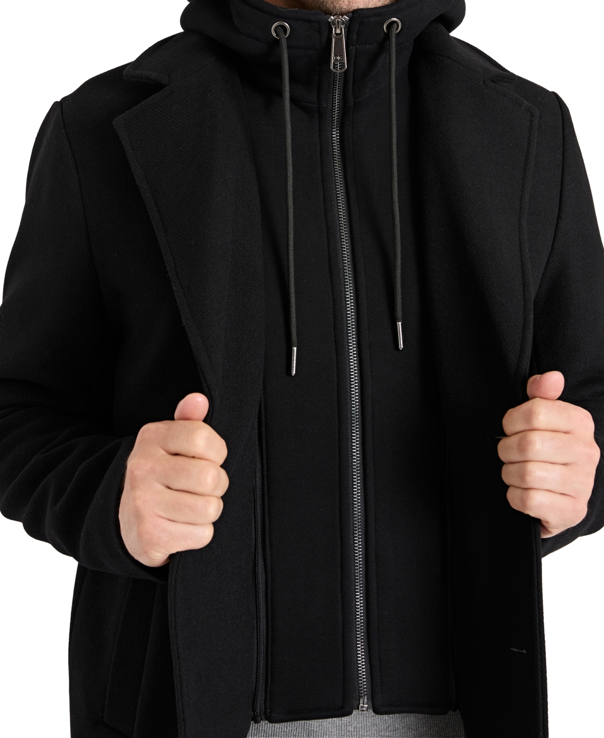 Sam Edelman Men's Hooded Wool Coat In Black