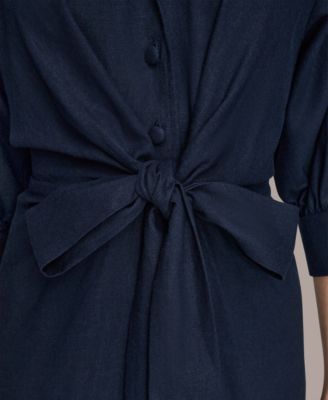 Women's Collared 3/4-Sleeve Midi Dress