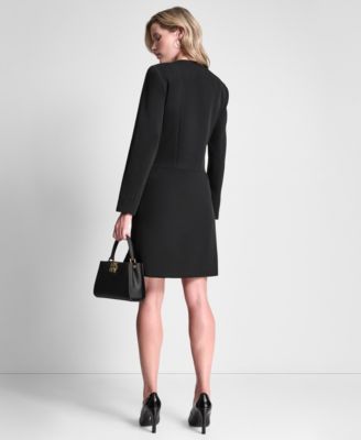 Women's Long-Sleeve Zipper Front A-Line Dress