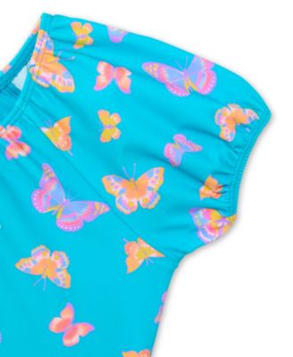 Girls' Toddler 2T-5T Puff-Sleeve Rashguard and Hipster Swim Bottom, 2-Piece Set