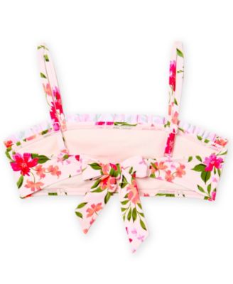 Girls' 7-16 Floral Garden Swim Square Neck Bikini Top and Bottom, 2-Piece Set