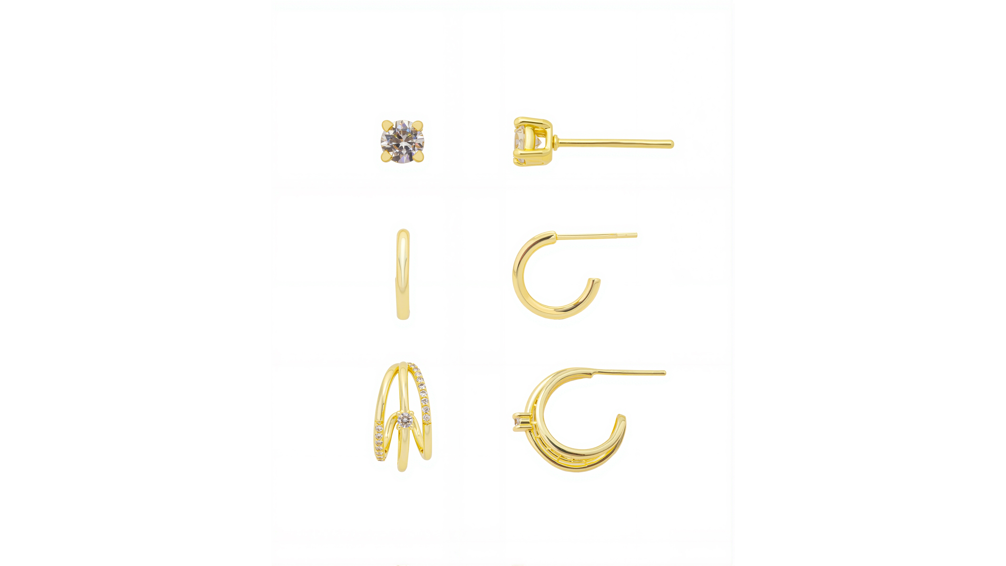Unwritten Cubic Zirconia 3 Pairs Earnings Set