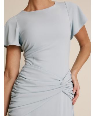 Women's Knot Panel Flutter Sleeve Stretch Dresses