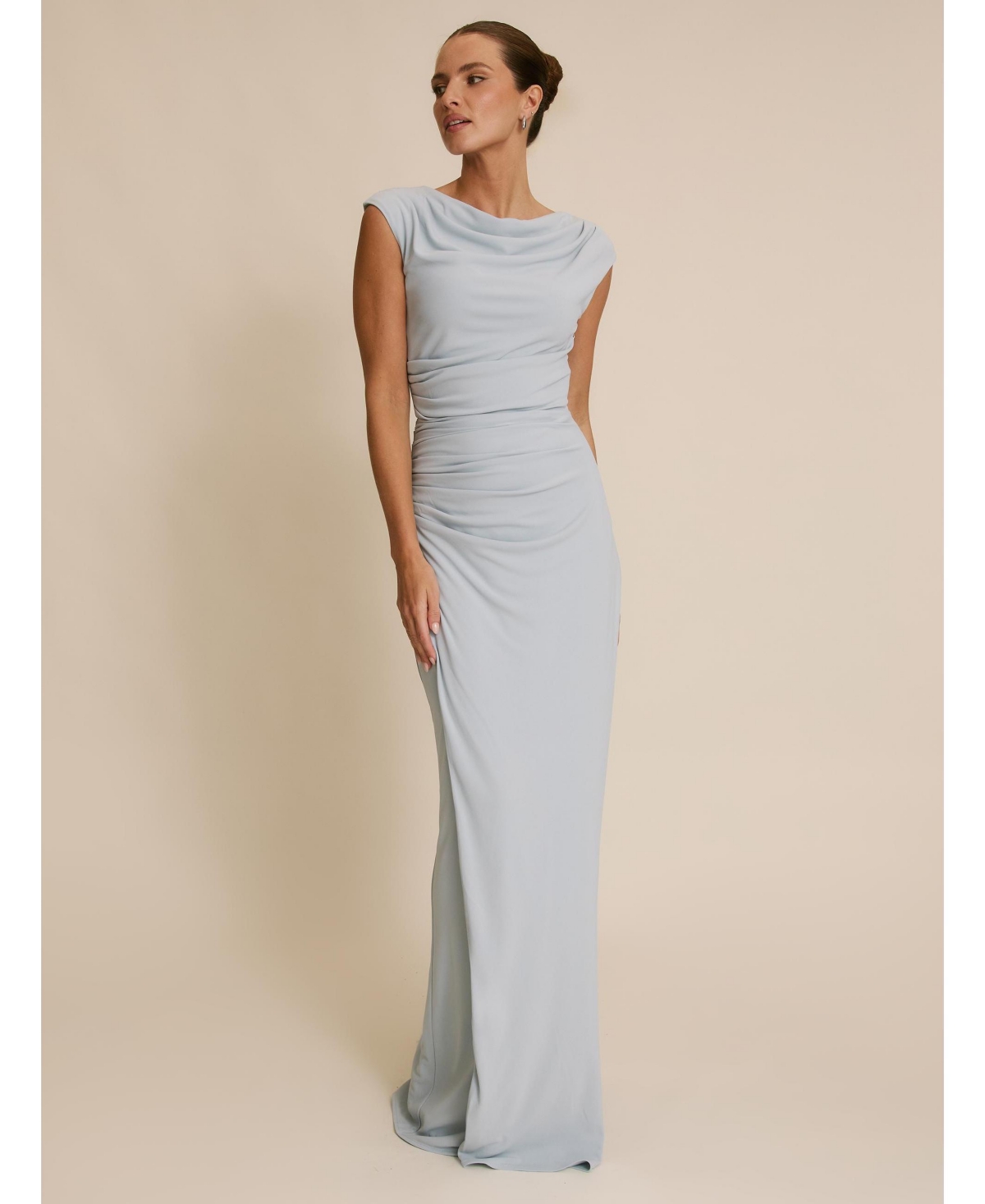 Six Stories Women's Cowl Gathered Short Sleeve Bridesmaid