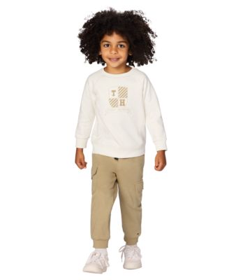 Boys' Toddler 2T-4T Crewneck Sweatshirt and Cargo Joggers, 2-Piece Set