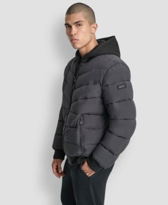 Men's Hooded Quilted Puffer Bomber Jacket