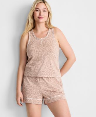 Women's Henley Tank & Shorts Pajama Set