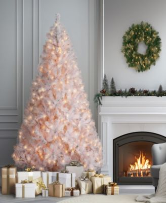 National Tree 7' Winchester White Pine Hinged Tree with Silver Glitter and 450 Clear Lights