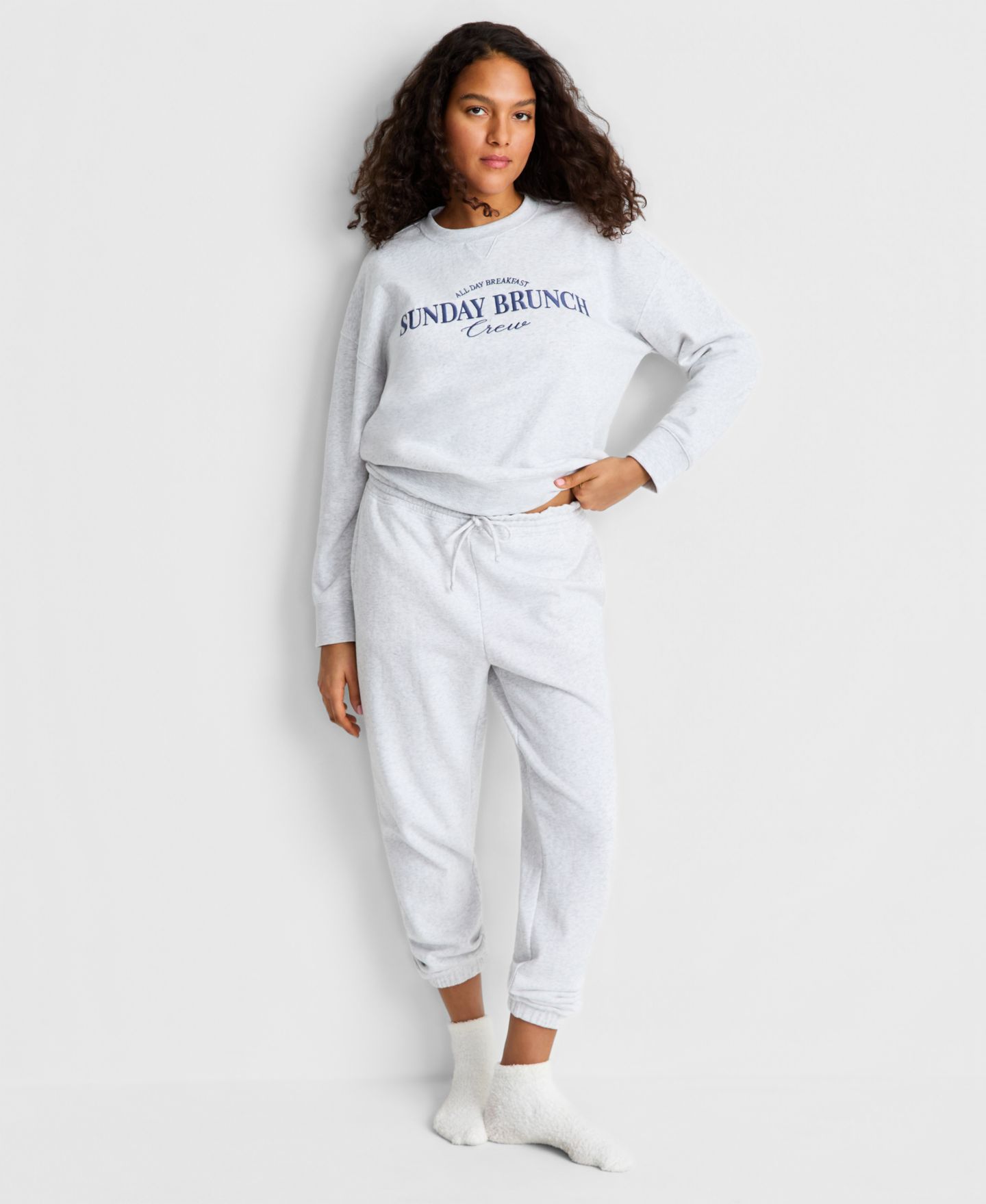 Женские брюки State of Day French Terry Jogger, цвет: Пыльный меланжевый — фото 6