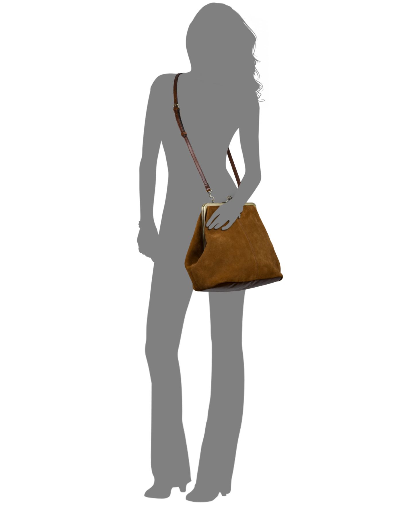 Женская сумка Patricia Nash Vivienne Large Suede Kisslock Frame Crossbody, цвет: Коньячный — фото 7