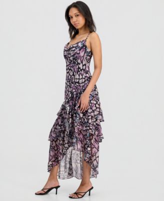 Juniors' Chiffon Asymmetrical Sleeveless High-Low Dress