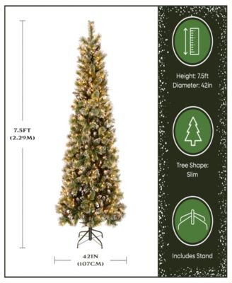 Glittery Bristle R Slim Pine Tree with Lights, 90"