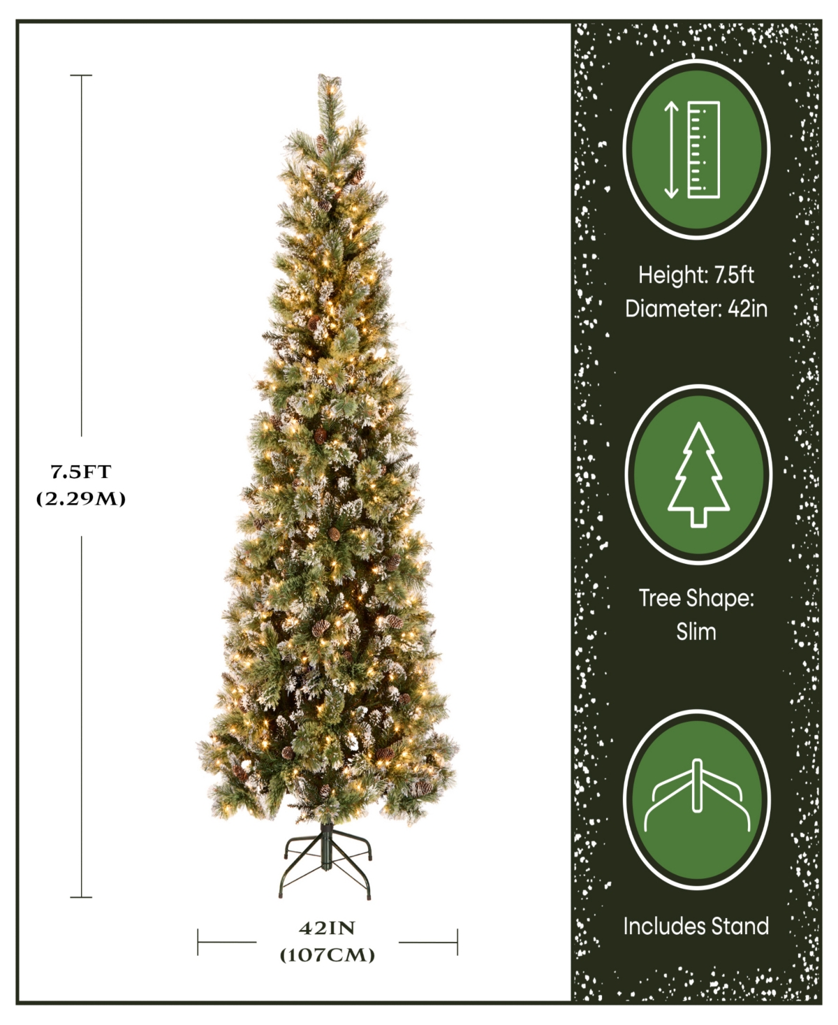 National Tree Company Glittery Bristle R Slim Pine Tree with Lights, 90"