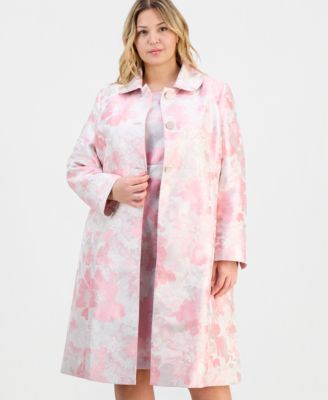 Kasper - Plus Size Jacquard Button-Front Topper Jacket