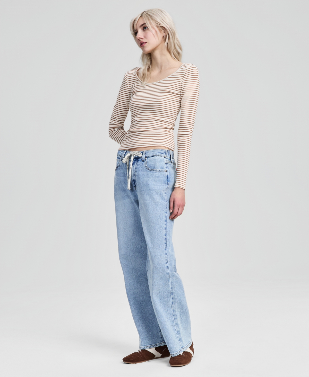 And Now This Women's Tie-Front Wide-Leg Jeans, Macy's Exclusive