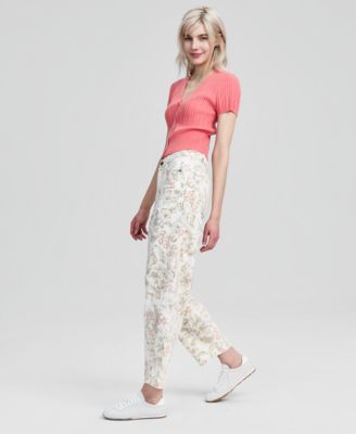 Women's Floral-Print Barrel-Leg Jeans, Macy's Exclusive