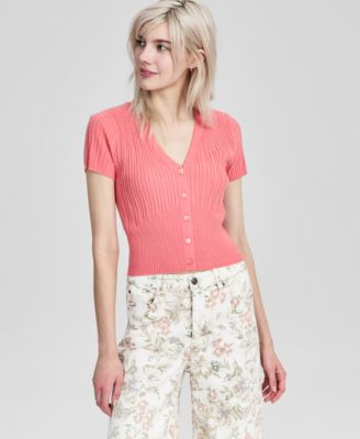 Petite V-Neck Short-Sleeve Cardigan, Macy's Exclusive