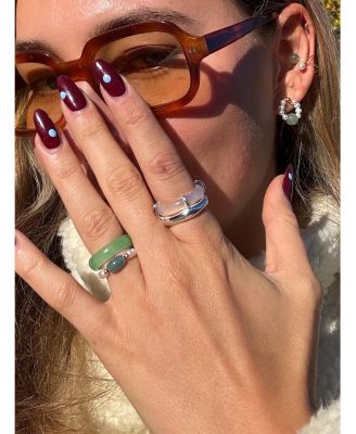 Cove& White Jade Stone Sculpted Ring