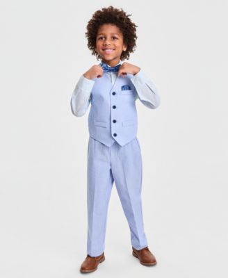 Boys' 2-7 Check Shirt, Vest, Printed Necktie, Pocket Square & Pants, 5-Piece Set