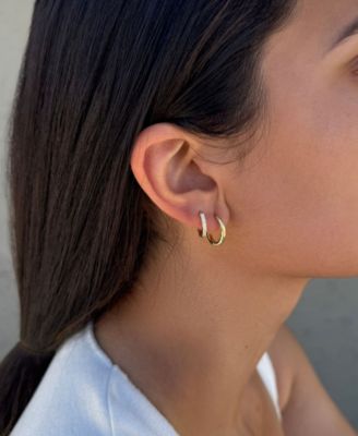 Gold Huggie and Stud Earrings Set