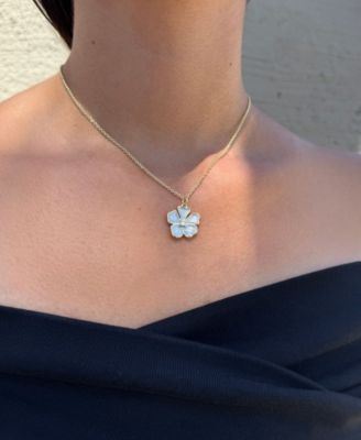 Gold Mother of Pearl Flower Necklace