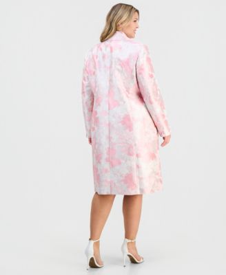 Plus Size Jacquard Button-Front Topper Jacket 