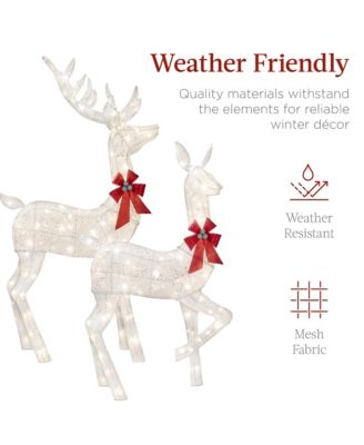 3-Piece Lighted Christmas Deer Set Outdoor Yard Decoration with 360 LED Lights, Stakes