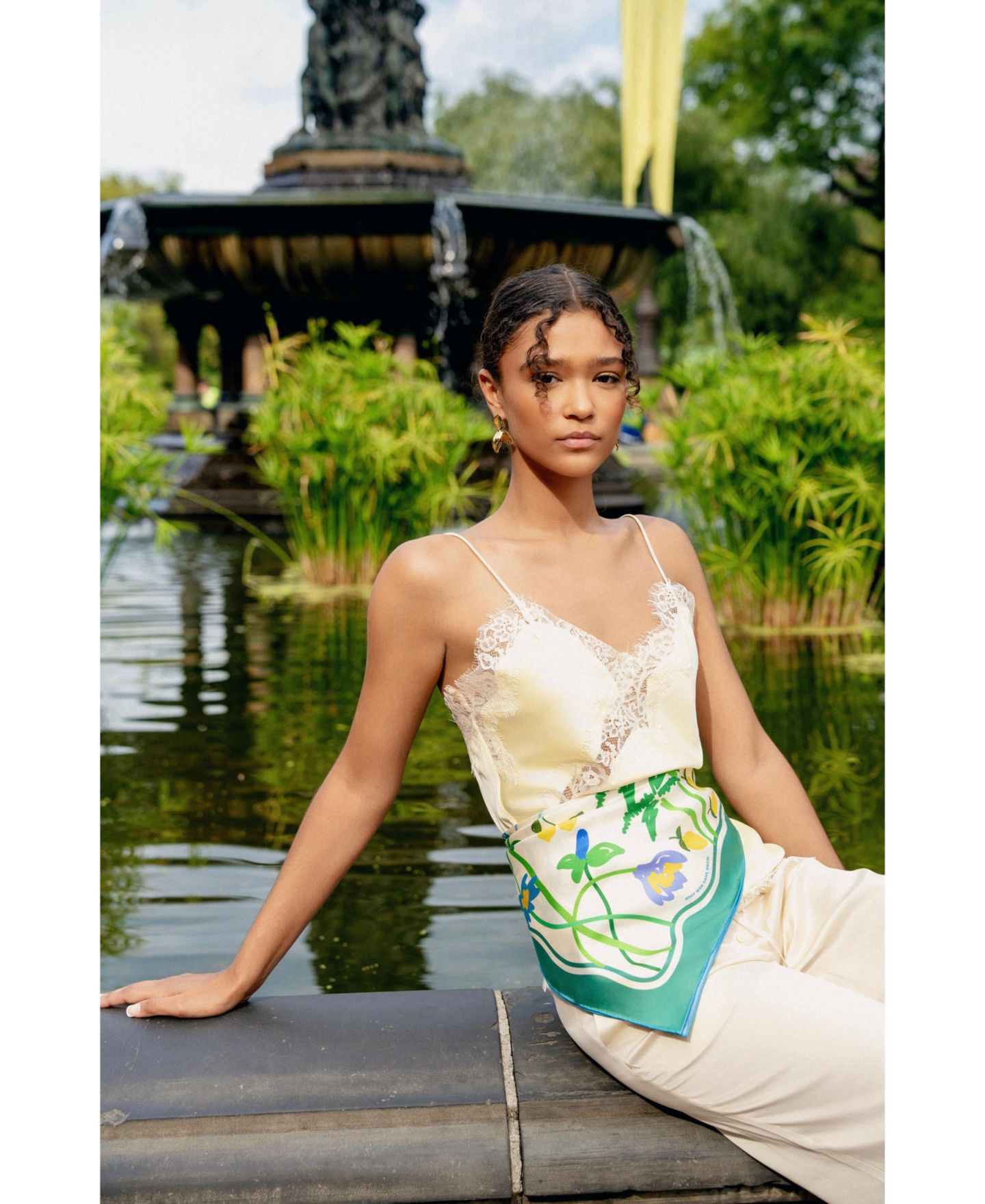 Женский шарф Jessie Zhao New York Capri Impression Double Sided Silk, цвет: Синий — фото 3