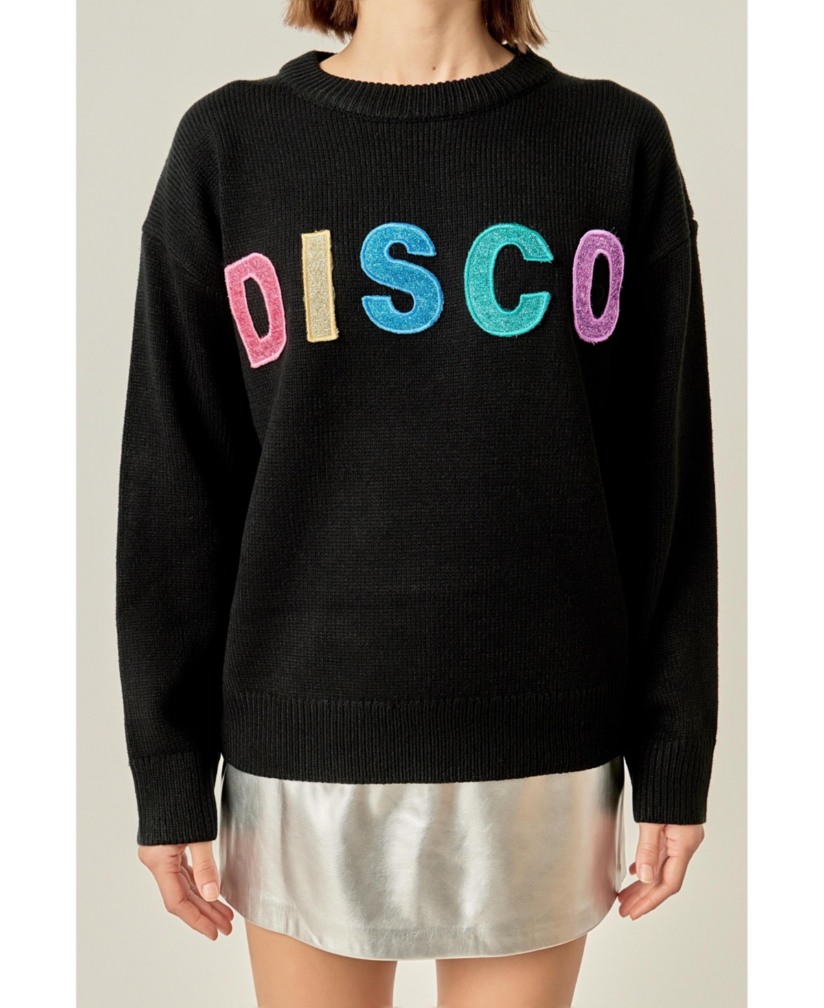 English Factory Women's Glitter Lettering Sweater