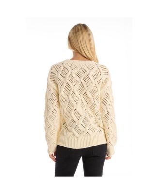 Womens Sonja Wave Sequin Sweater - Pearl