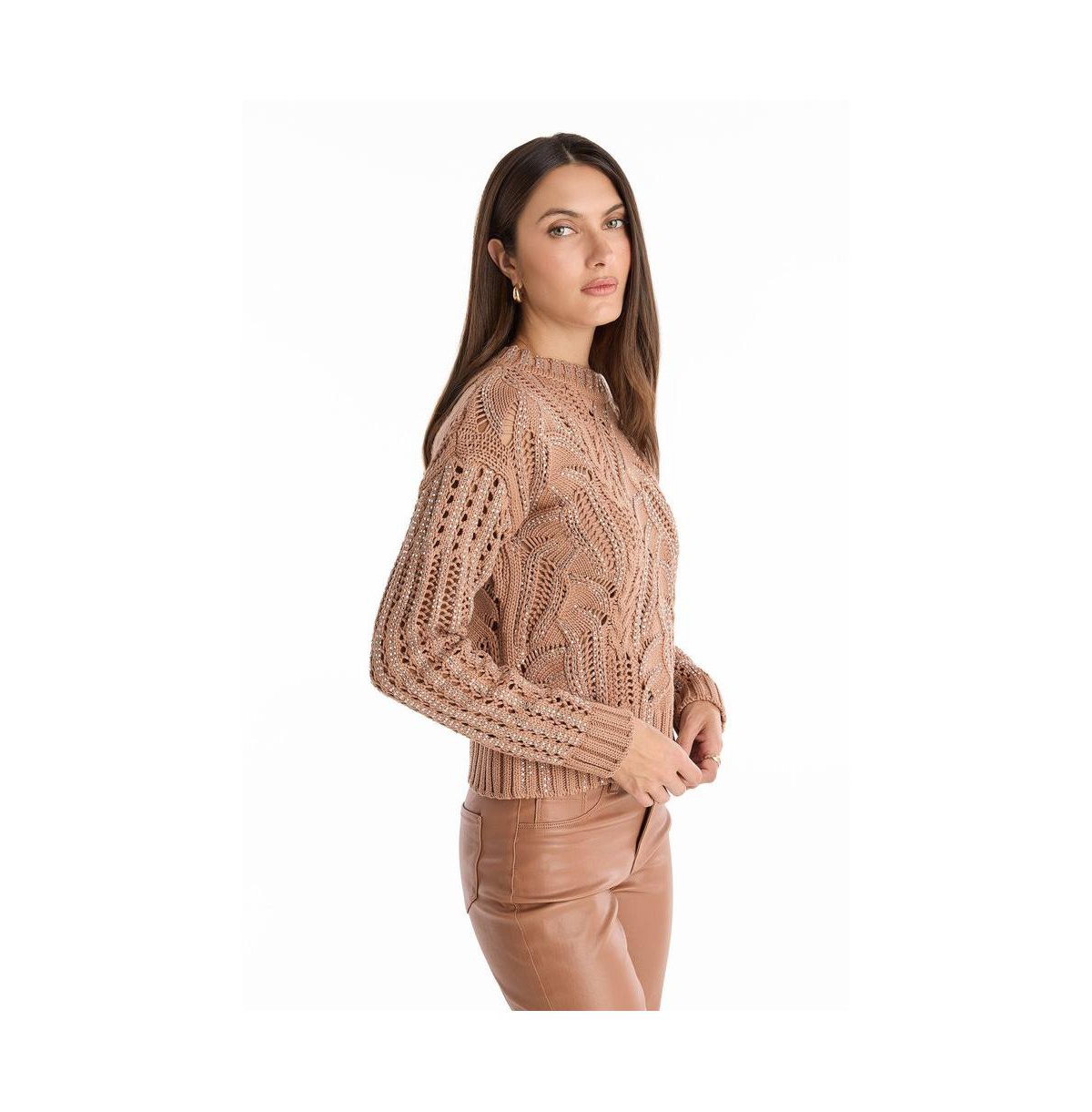 The Noli Shop Women's Elea Crystal Knit Sweater - Sangria