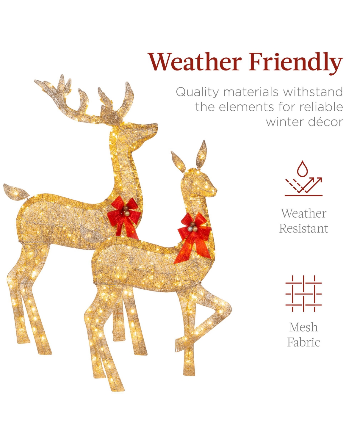 Best Choice Products 6.5ft 3-Piece Lighted Christmas Deer Set Outdoor Yard Decoration with 385 Led Lights, Stakes