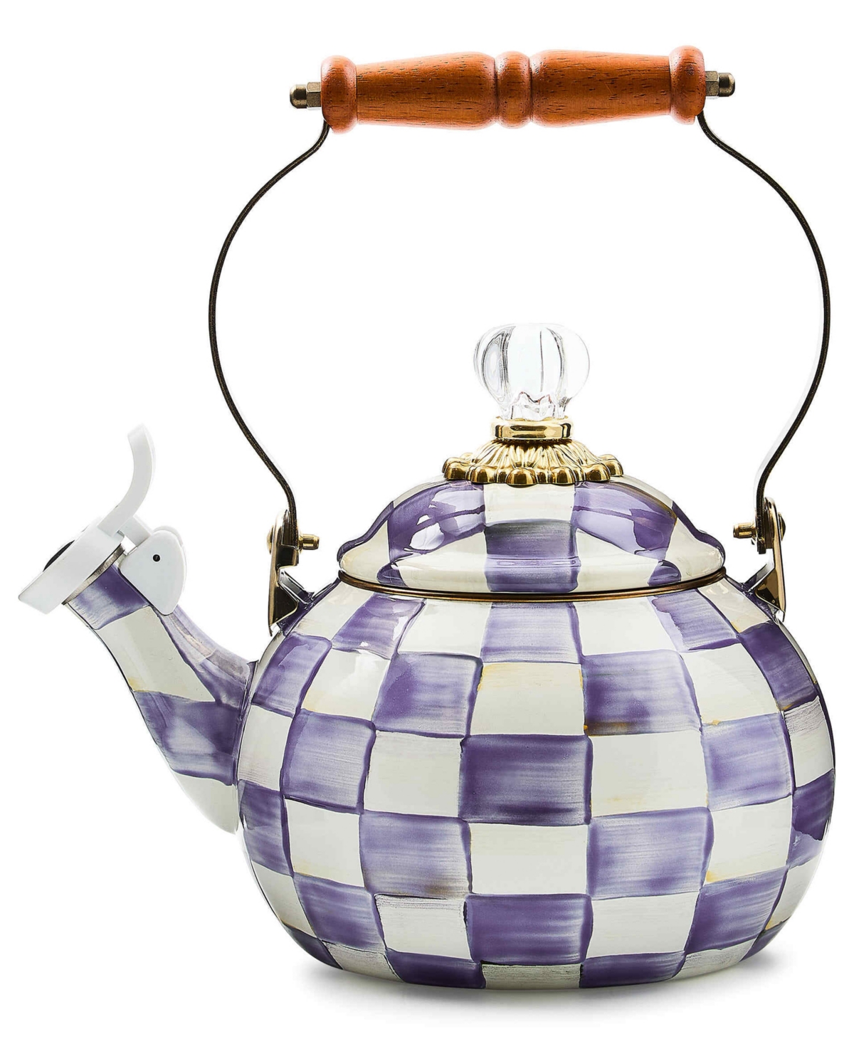 MacKenzie-Childs Violet Check 80 oz. Handmade Whistling Tea Kettle