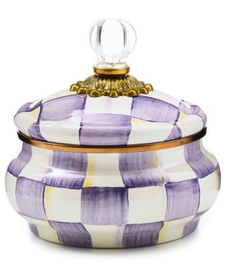 Violet Check Handmade Squashed Pot